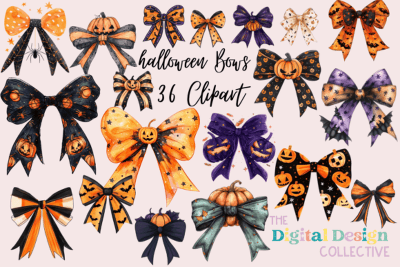 Halloween Coquette Bow Clipart Bundle - CraftNest - Digital Crafting and Art