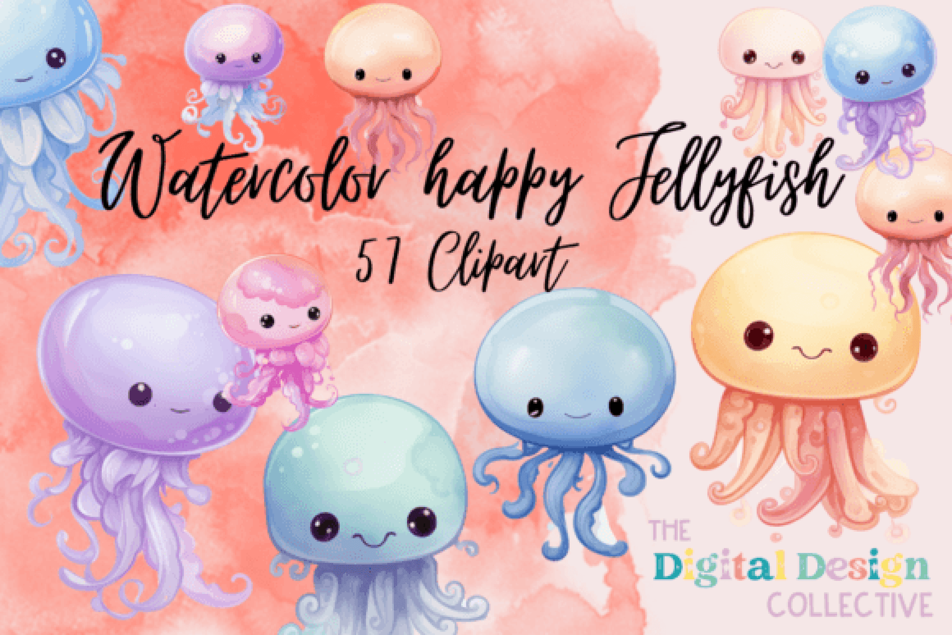 Vibrant Jellyfish Clipart Bundle - CraftNest - Digital Crafting and Art