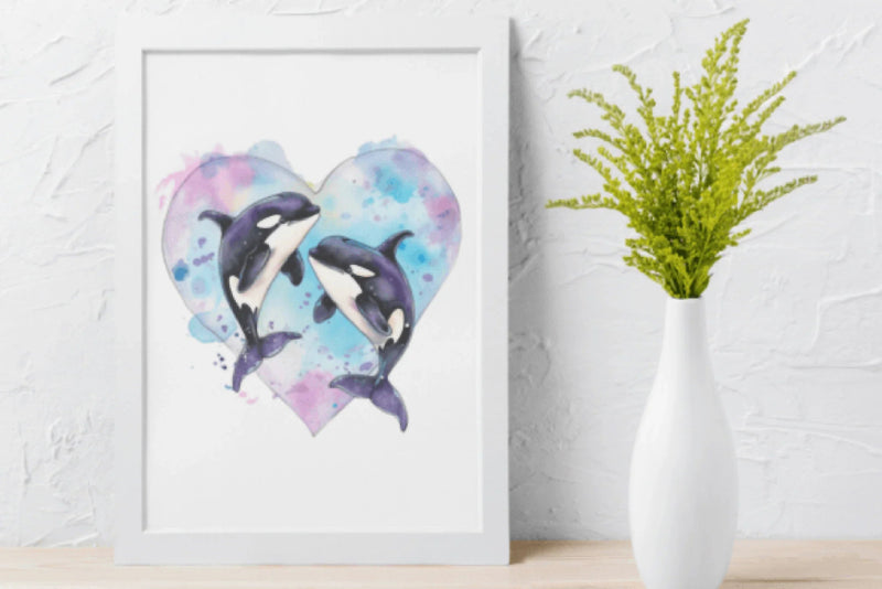 Heart Whales Clipart Bundle - CraftNest - Digital Crafting and Art
