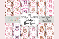 Charming Hearts Owl Digital Paper - CraftNest - Digital Crafting and Art