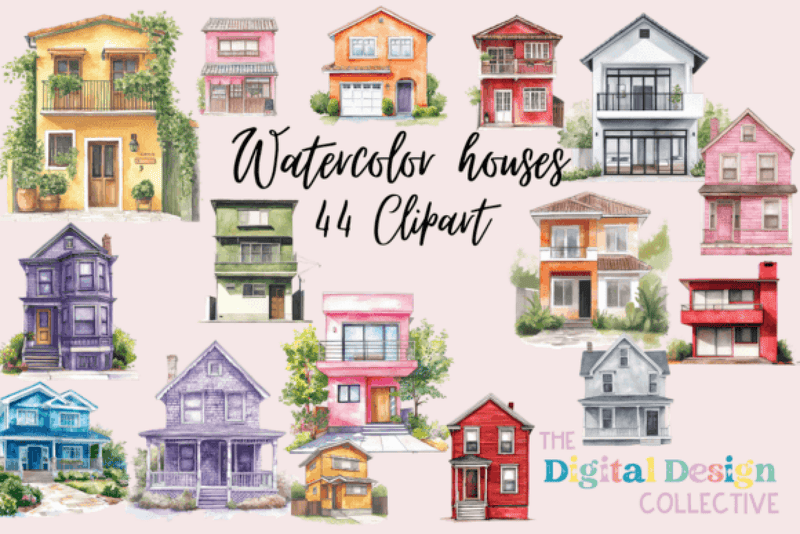 Charming Houses Clipart Bundle - CraftNest - Digital Crafting and Art