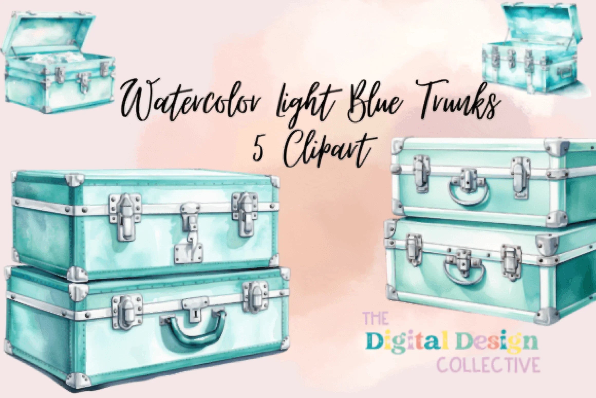 Light Blue Trunks Clipart Bundle - CraftNest - Digital Crafting and Art