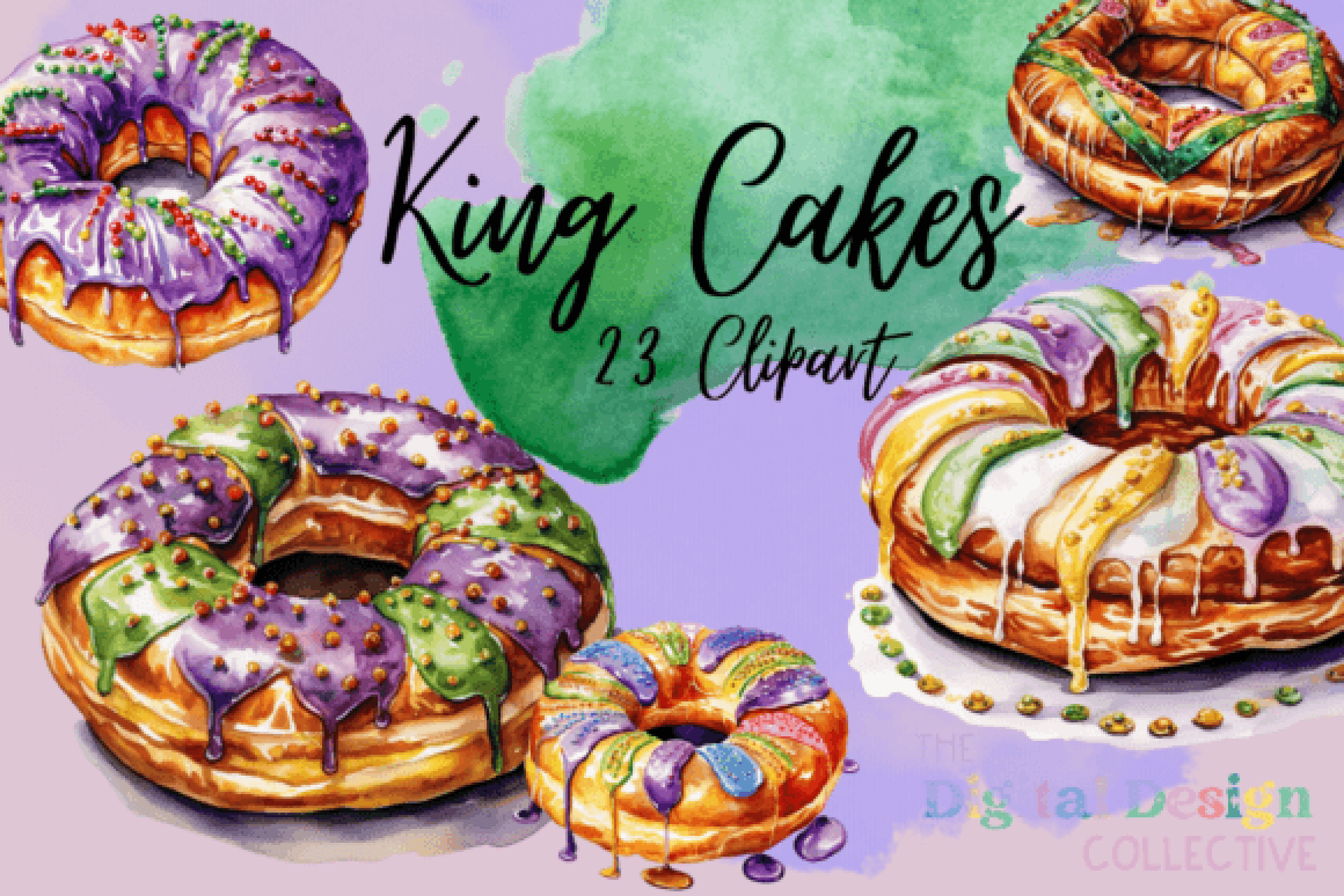 Mardi Gras King Cake Clipart Bundle - CraftNest - Digital Crafting and Art