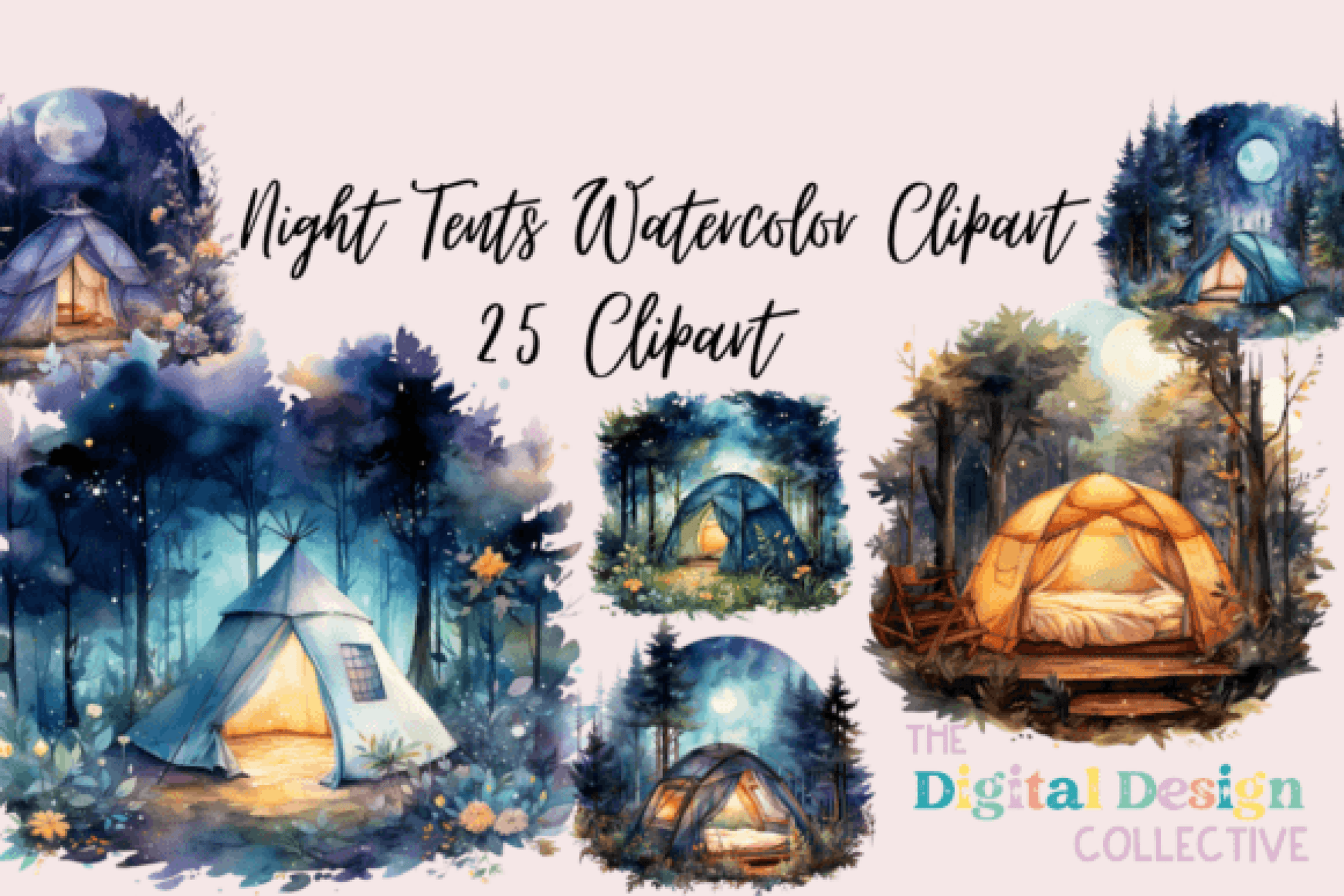 Vibrant Neon Night Tents Clipart Bundle - CraftNest - Digital Crafting and Art