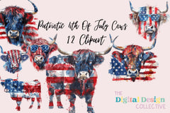 Patriotic Cows Clipart Bundle - CraftNest - Digital Crafting and Art