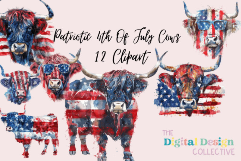 Patriotic Cows Clipart Bundle - CraftNest - Digital Crafting and Art