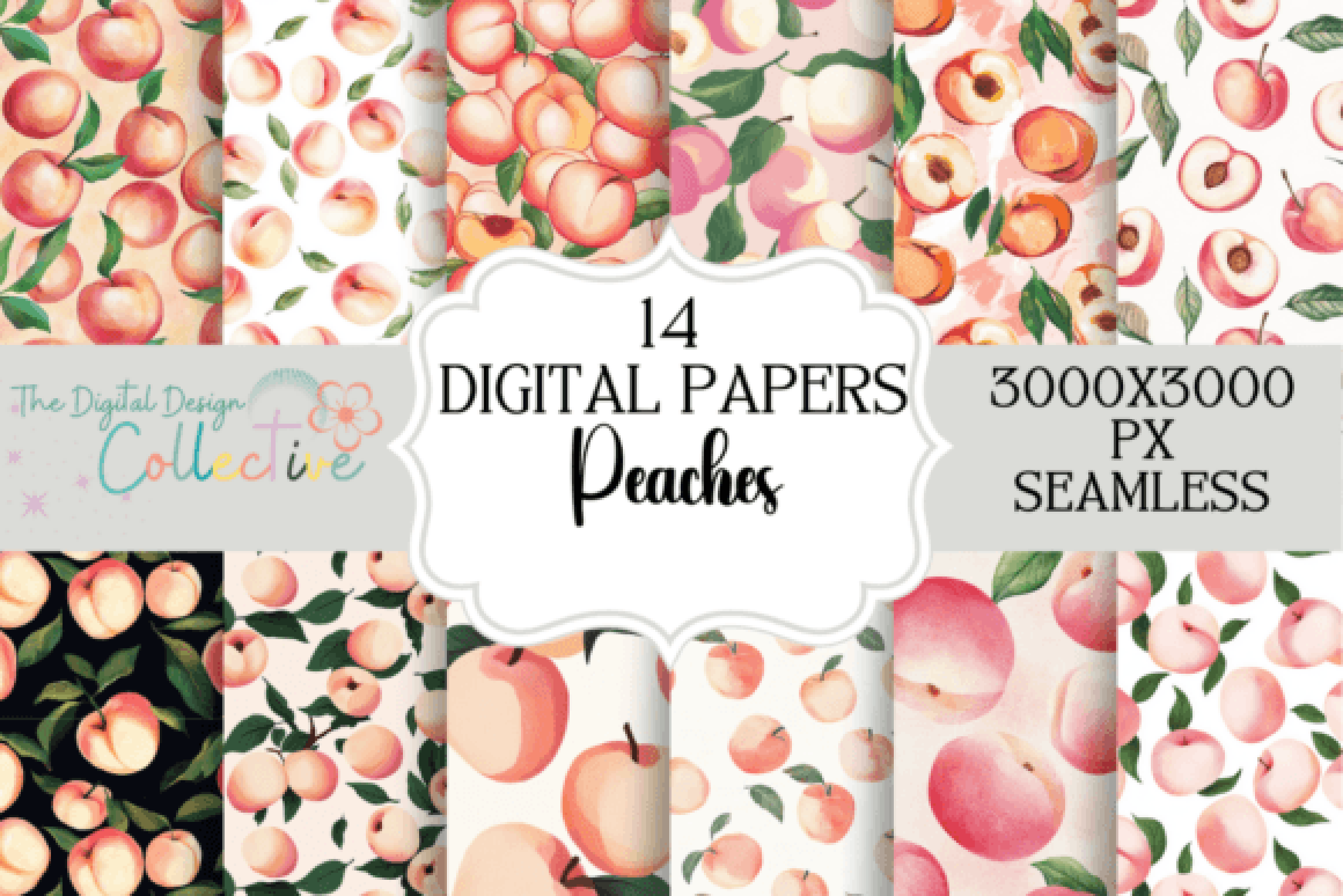 Peach-Themed Seamless Digital Paper
