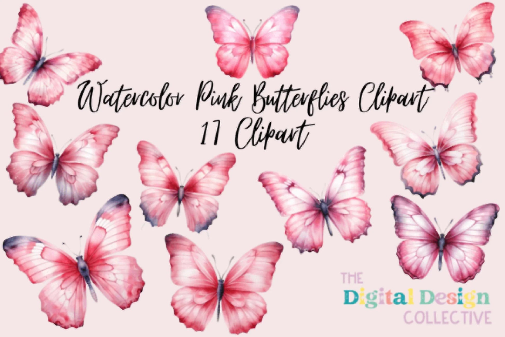 Pink Butterflies Clipart Bundle - CraftNest - Digital Crafting and Art