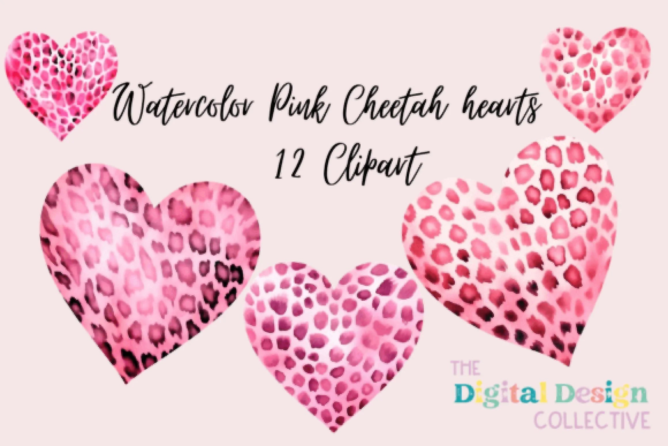 Pink Cheetah Hearts Clipart Bundle - CraftNest - Digital Crafting and Art