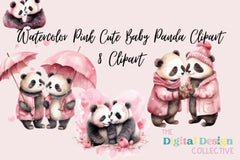 Adorable Pink Baby Panda Clipart Bundle - CraftNest - Digital Crafting and Art