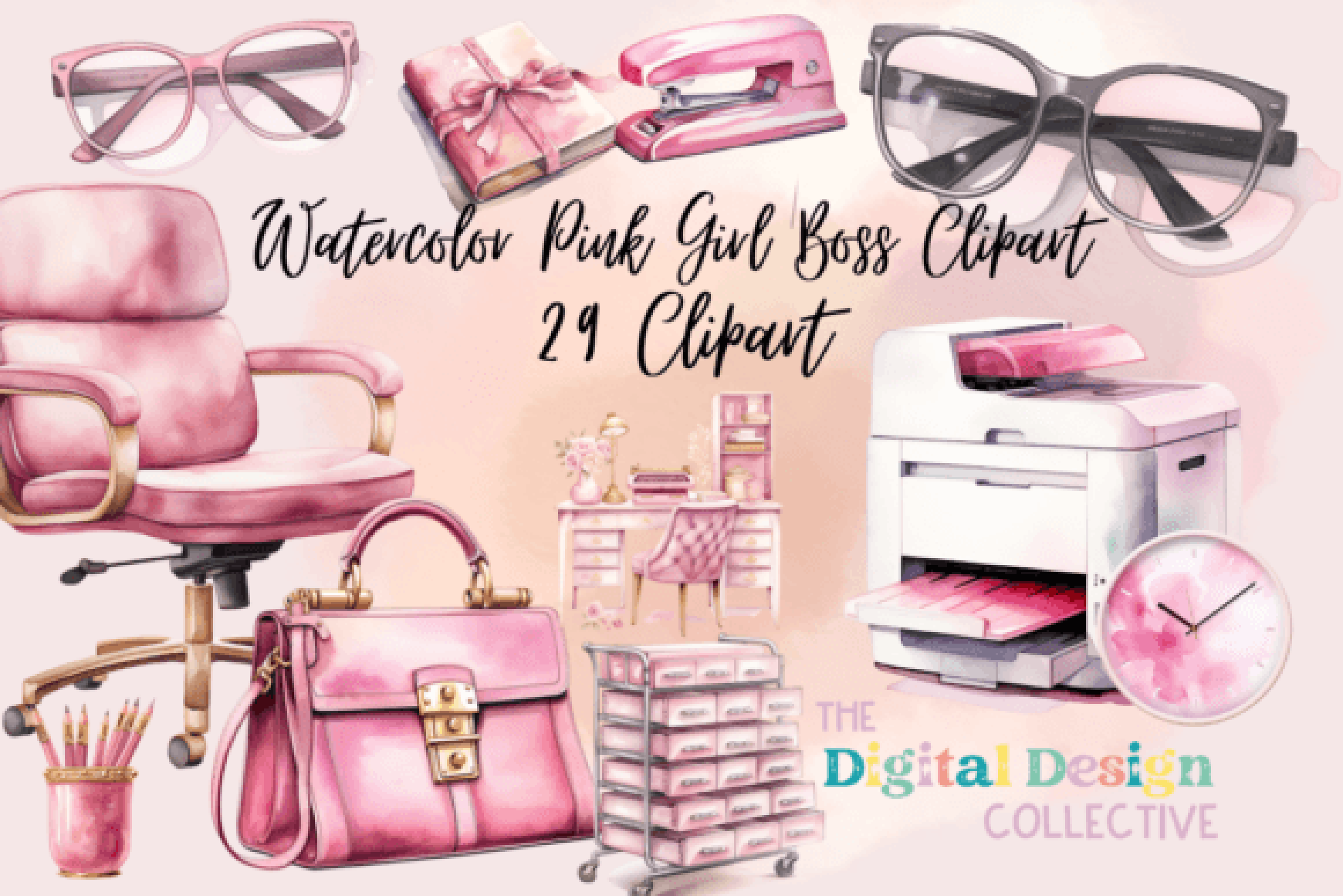 Pink Girl Boss Clipart Bundle