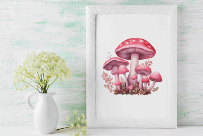 Pink Mushroom Clipart Bundle - CraftNest - Digital Crafting and Art