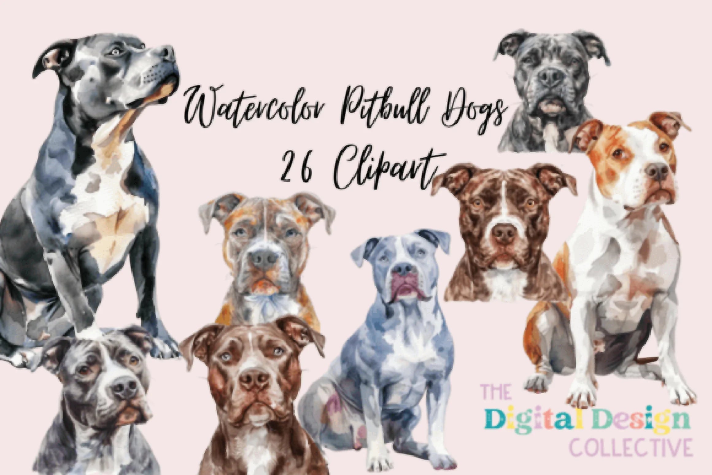 Charming Pitbull Dog Clipart Bundle - CraftNest - Digital Crafting and Art