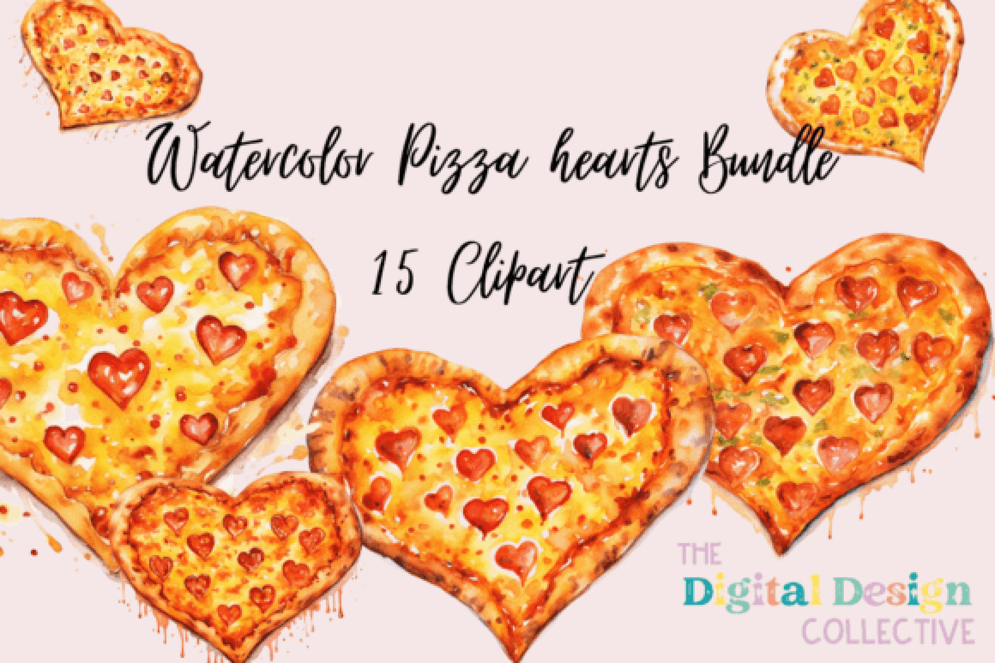 Valentine's Day Pizza Hearts Clipart Bundle - CraftNest - Digital Crafting and Art
