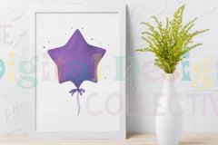 Purple Birthday Balloons Celebration Clipart Bundle - CraftNest - Digital Crafting and Art