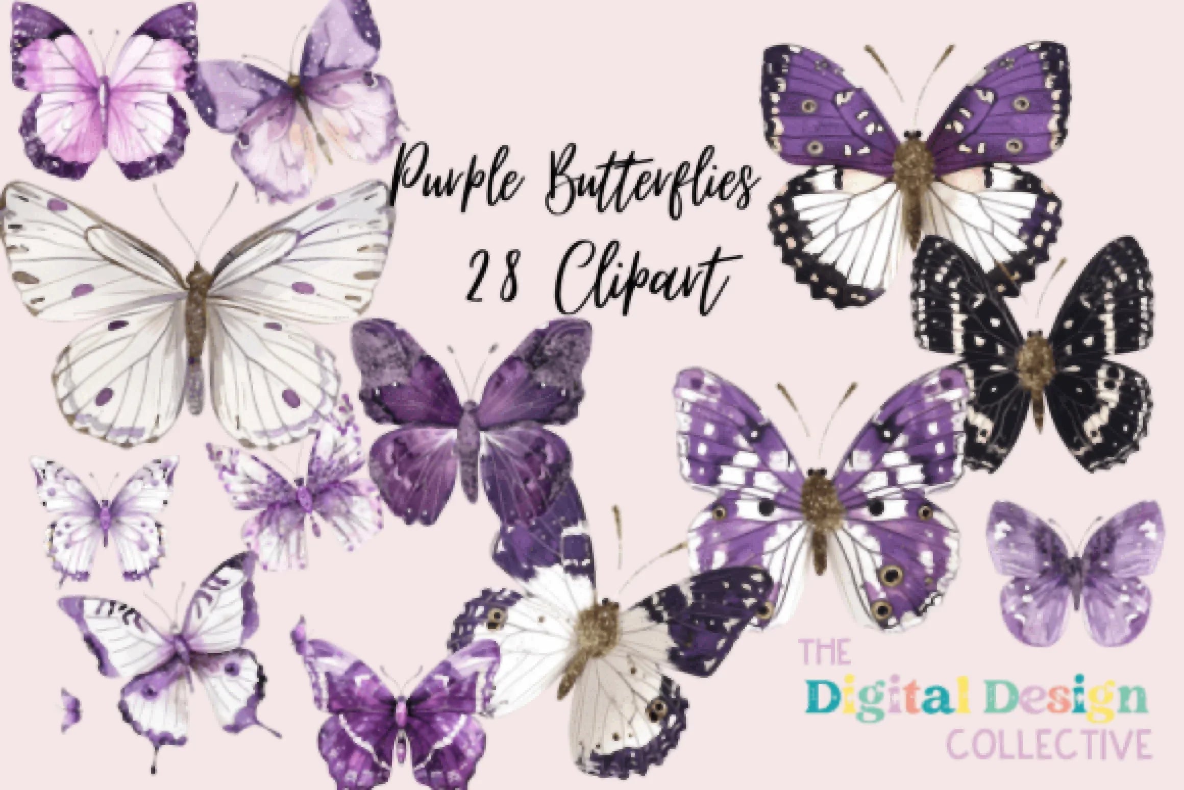 Purple Butterfly Clipart Bundle - CraftNest - Digital Crafting and Art