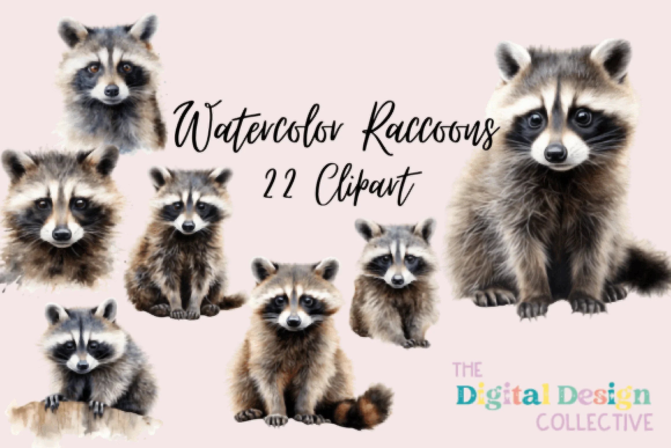 Adorable Raccoon Clipart Bundle - CraftNest - Digital Crafting and Art