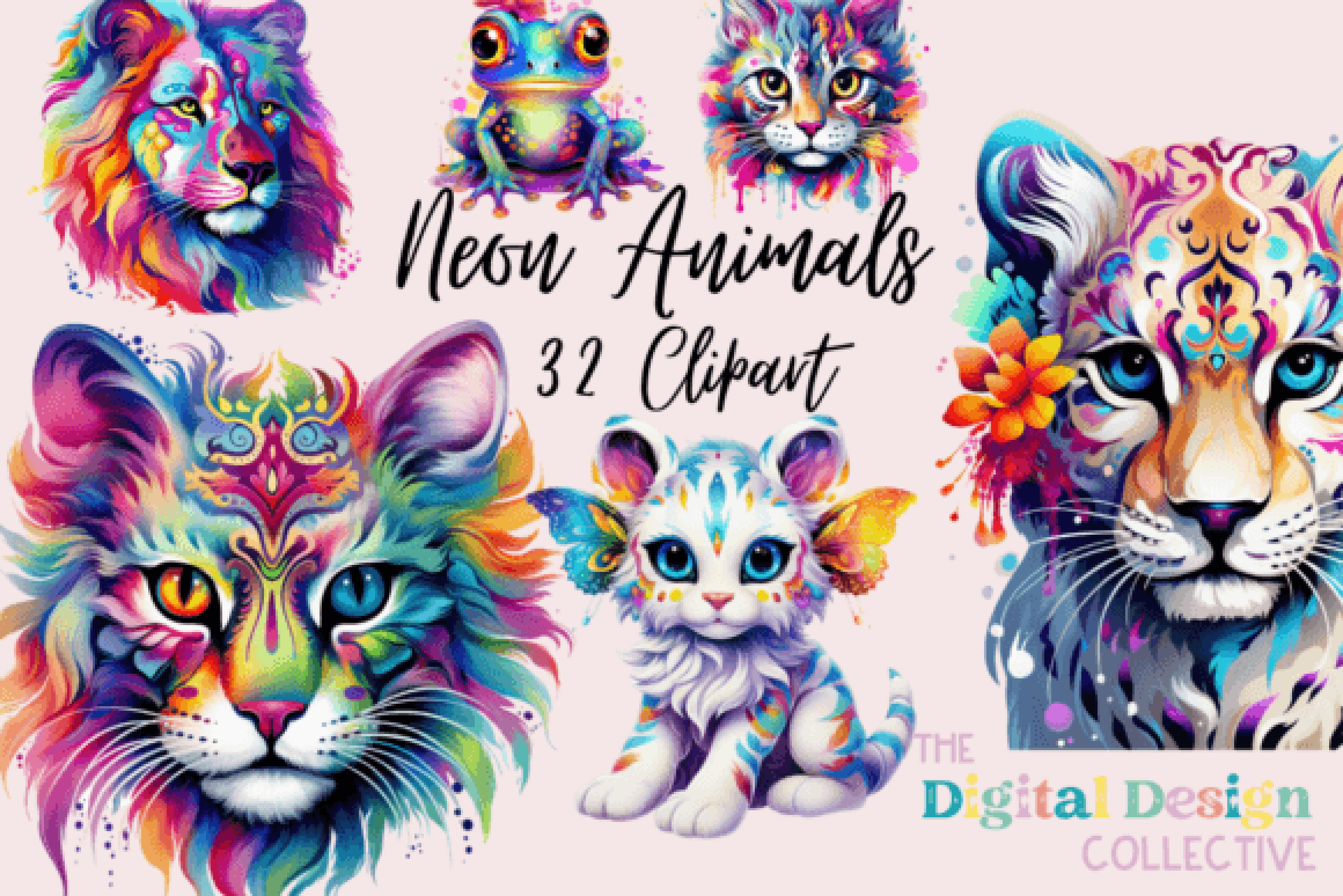 Rainbow Animals Clipart Bundle