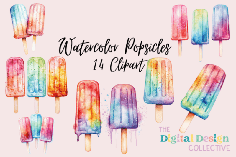 Vibrant Rainbow Popsicle Clipart Bundle - CraftNest - Digital Crafting and Art