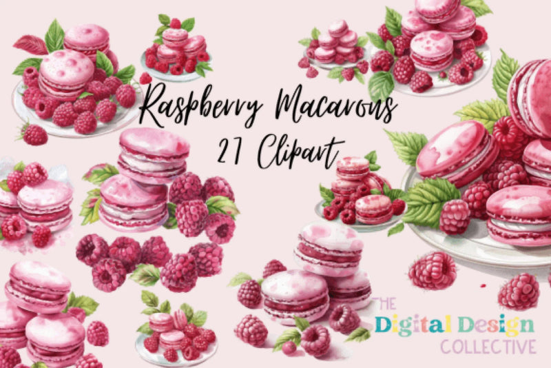 Raspberry Macaron Clipart Bundle - CraftNest - Digital Crafting and Art