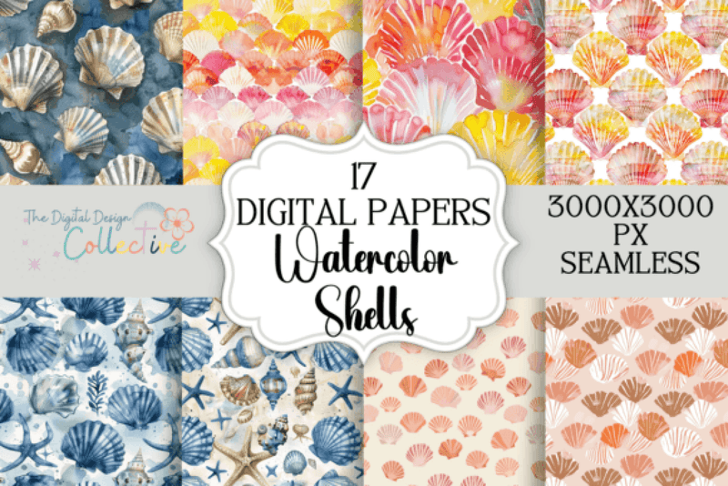 Seamless Seashell Patterns Collection - CraftNest - Digital Crafting and Art
