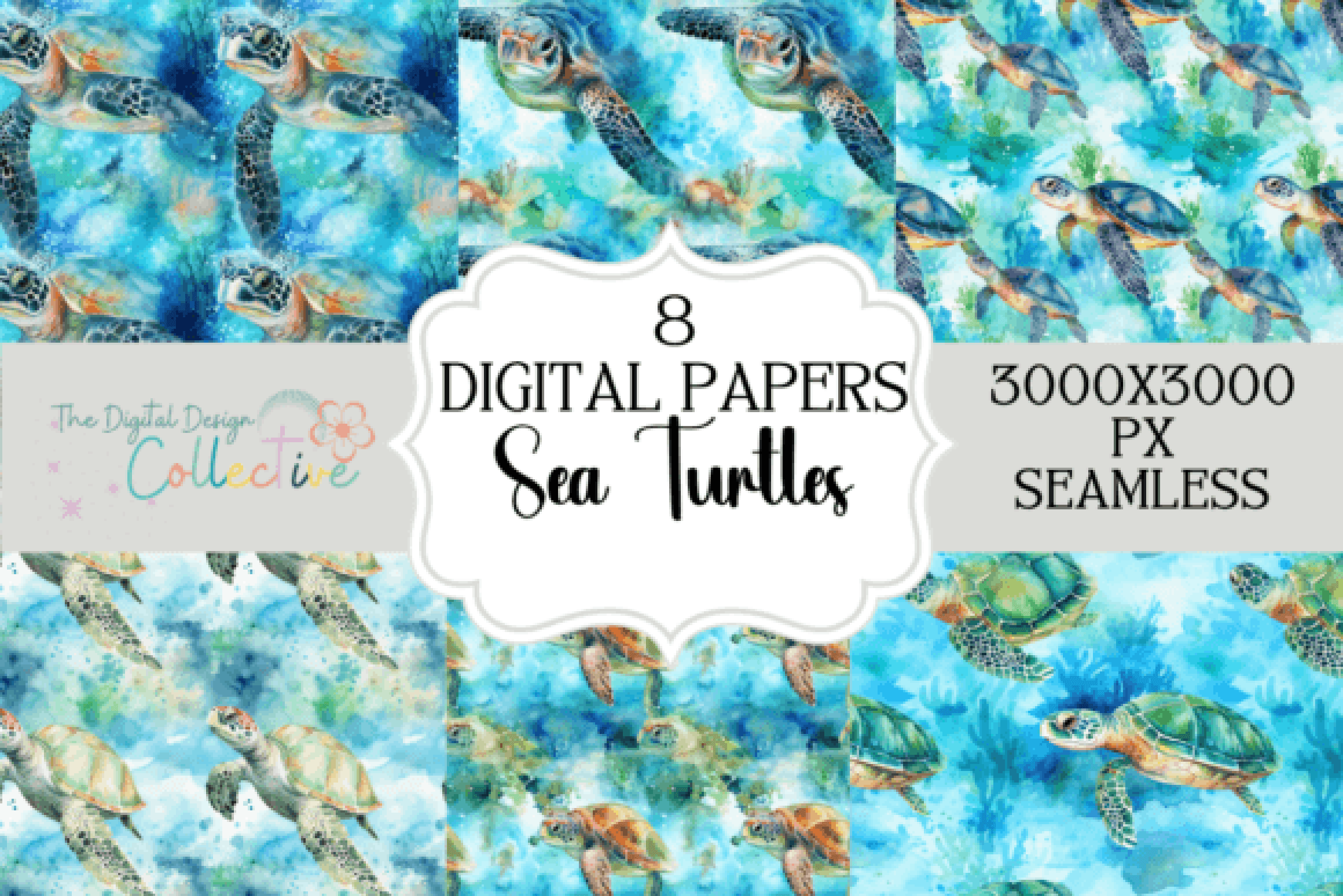 Sea Turtles Seamless Digital Paper - CraftNest - Digital Crafting and Art