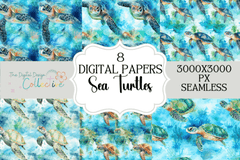 Sea Turtles Seamless Digital Paper - CraftNest - Digital Crafting and Art