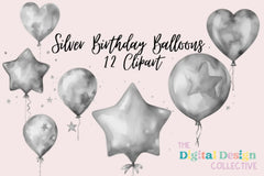 Silver Birthday Balloons Clipart Bundle - CraftNest - Digital Crafting and Art