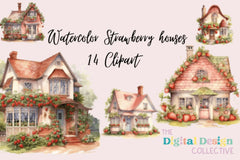 Charming Strawberry House Clipart Bundle - CraftNest - Digital Crafting and Art