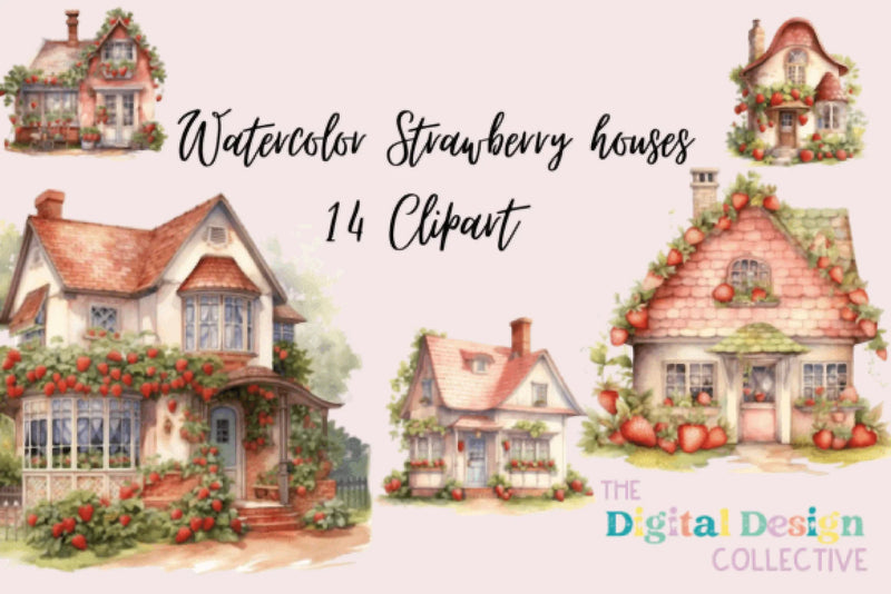 Charming Strawberry Houses Clipart Bundle - CraftNest - Digital Crafting and Art
