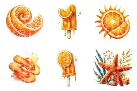 Summer Orange Clipart Bundle - CraftNest - Digital Crafting and Art