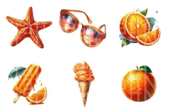 Summer Orange Clipart Bundle - CraftNest - Digital Crafting and Art