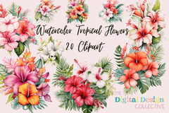 Tropical Flowers Clipart Set - CraftNest - Digital Crafting and Art