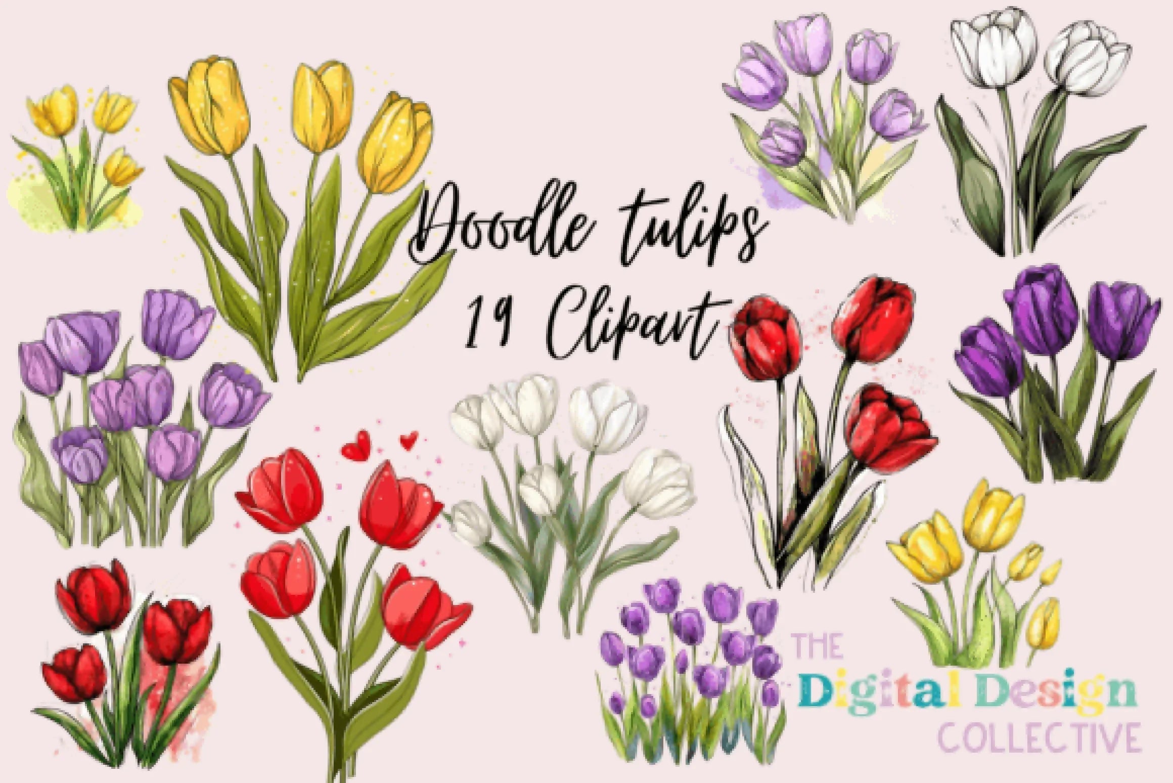 Stunning Tulip Flower Clipart Bundle - CraftNest - Digital Crafting and Art