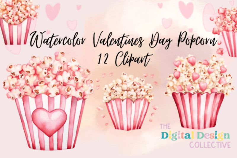 Valentine's Day Popcorn Clipart Bundle - CraftNest - Digital Crafting and Art