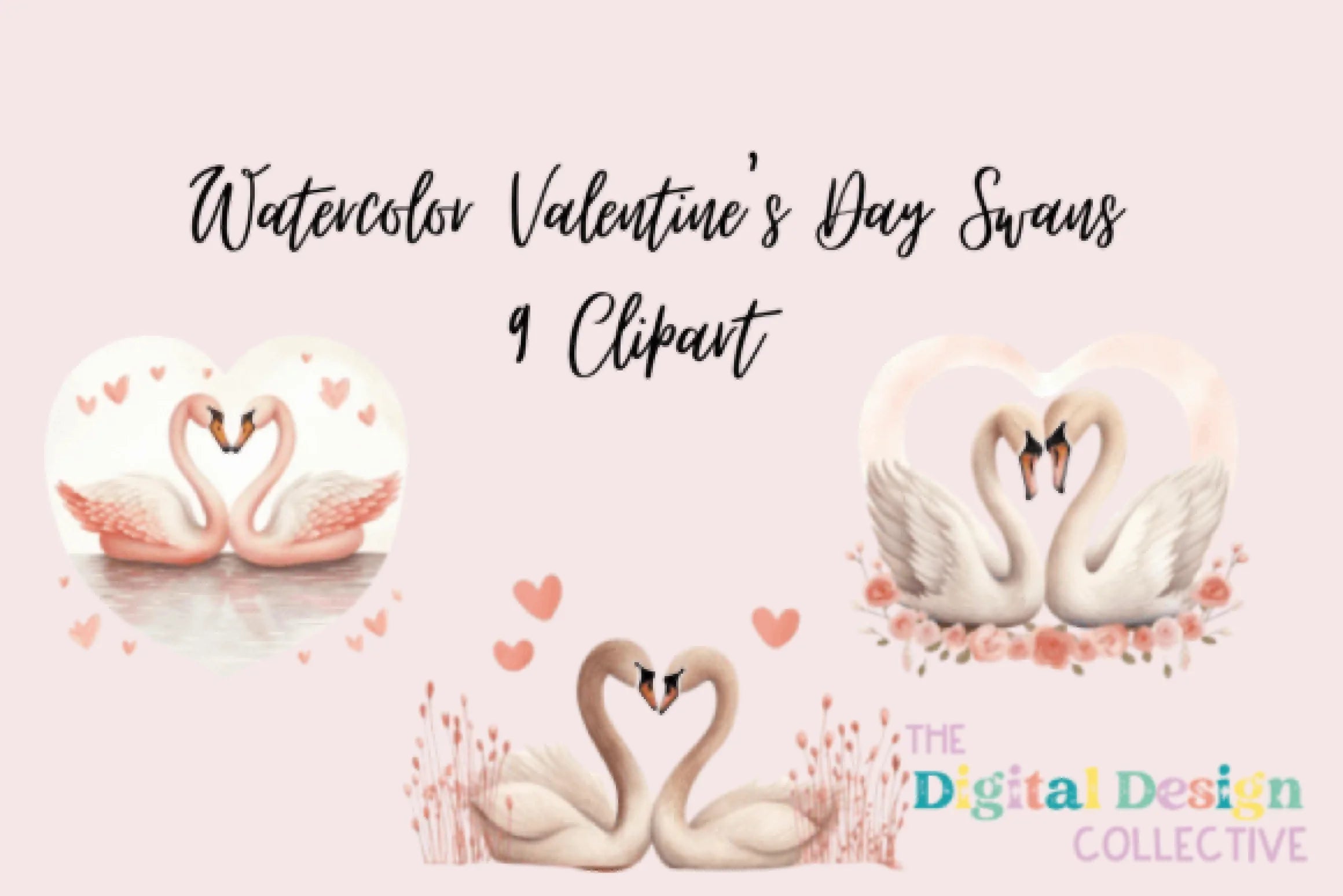 Romantic Vintage Valentine's Day Swans Clipart Bundle - CraftNest - Digital Crafting and Art