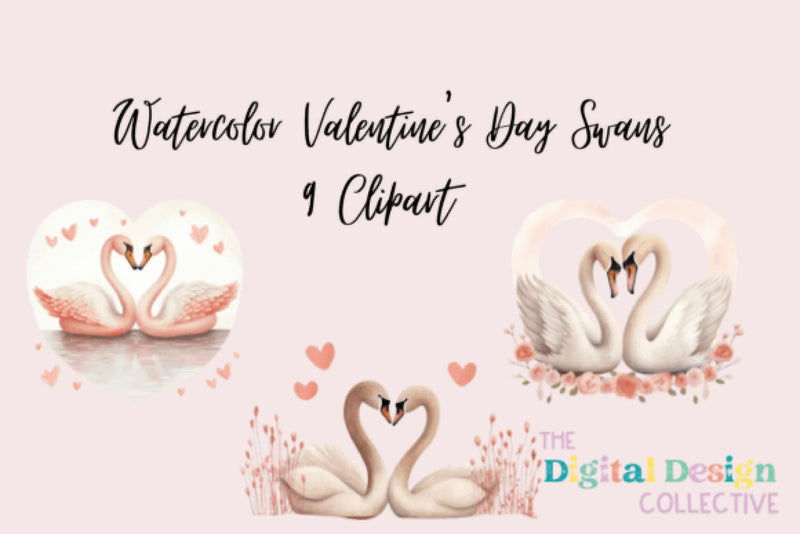 Romantic Vintage Valentine's Day Swans Clipart Bundle - CraftNest - Digital Crafting and Art