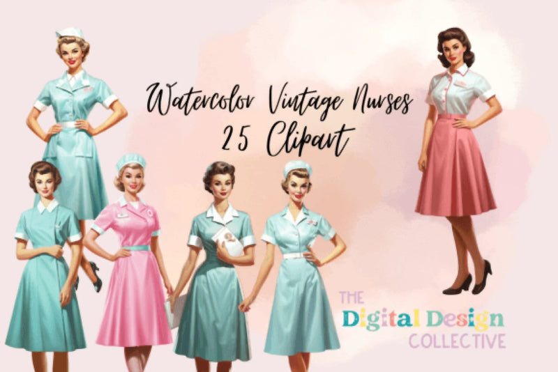 Vintage Nurses Clipart Bundle - CraftNest - Digital Crafting and Art