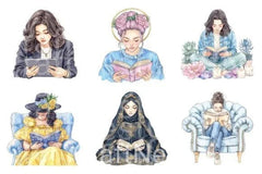 Woman Reading Clipart Bundle - CraftNest - Digital Crafting and Art