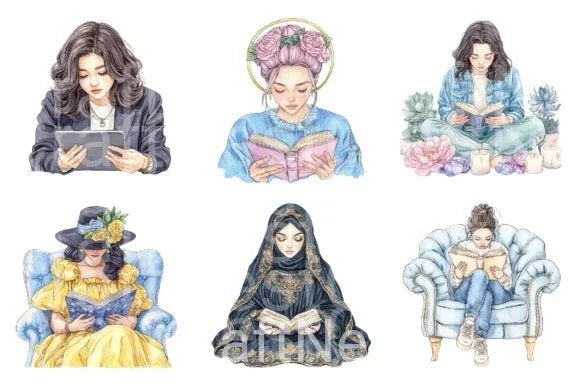 Woman Reading Clipart Bundle - CraftNest - Digital Crafting and Art