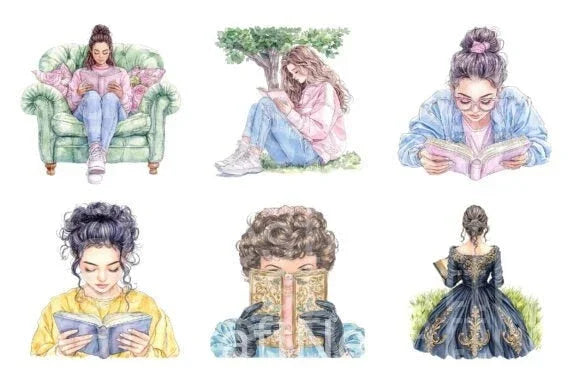 Woman Reading Clipart Bundle - CraftNest - Digital Crafting and Art