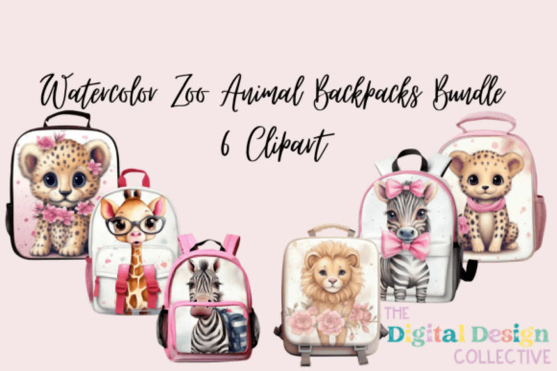 Zoo Animal Backpack Clipart Bundle - CraftNest - Digital Crafting and Art