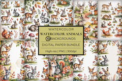 Watercolor Animals Junk Journal Papers - CraftNest - Digital Crafting and Art