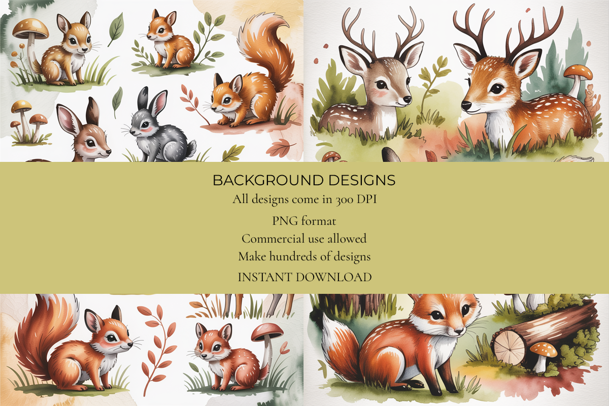 Watercolor Animals Junk Journal Papers