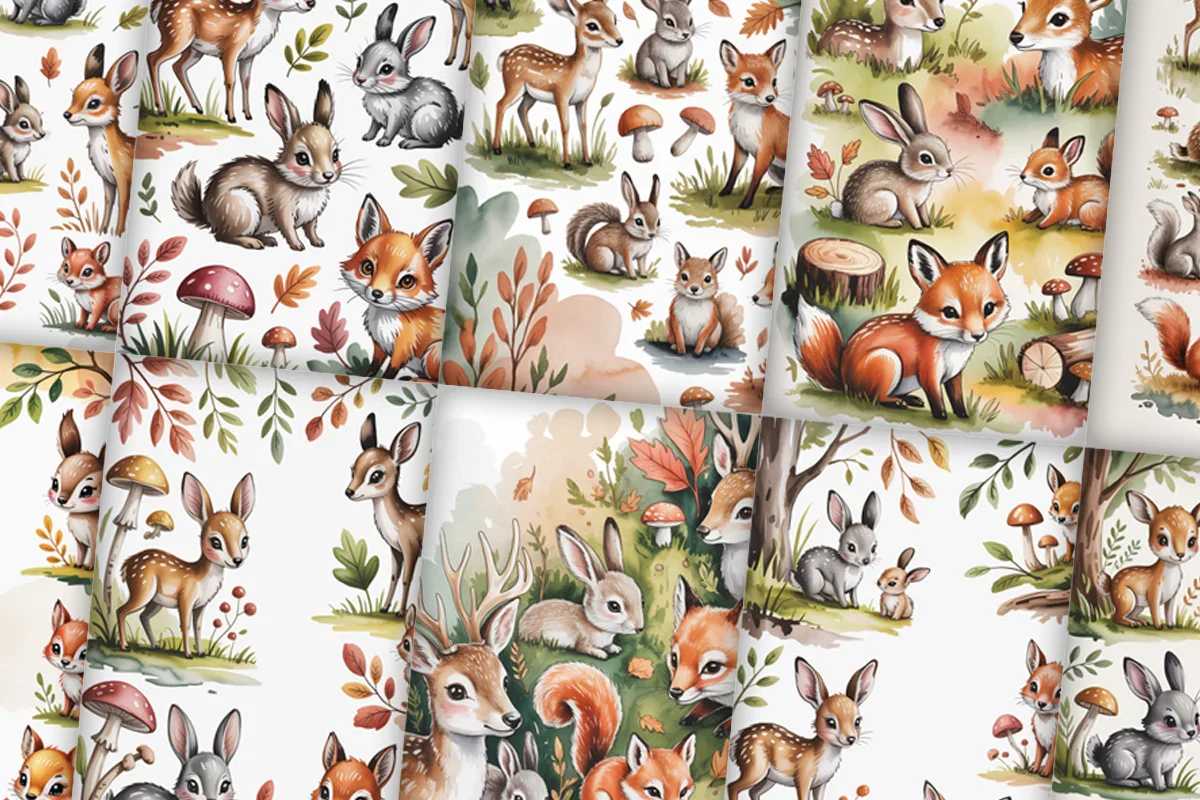 Watercolor Animals Junk Journal Papers - CraftNest - Digital Crafting and Art