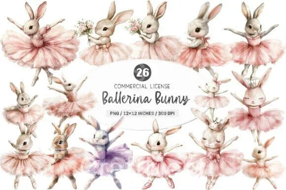Ballerina Bunny Clipart Bundle 2 - CraftNest - Digital Crafting and Art