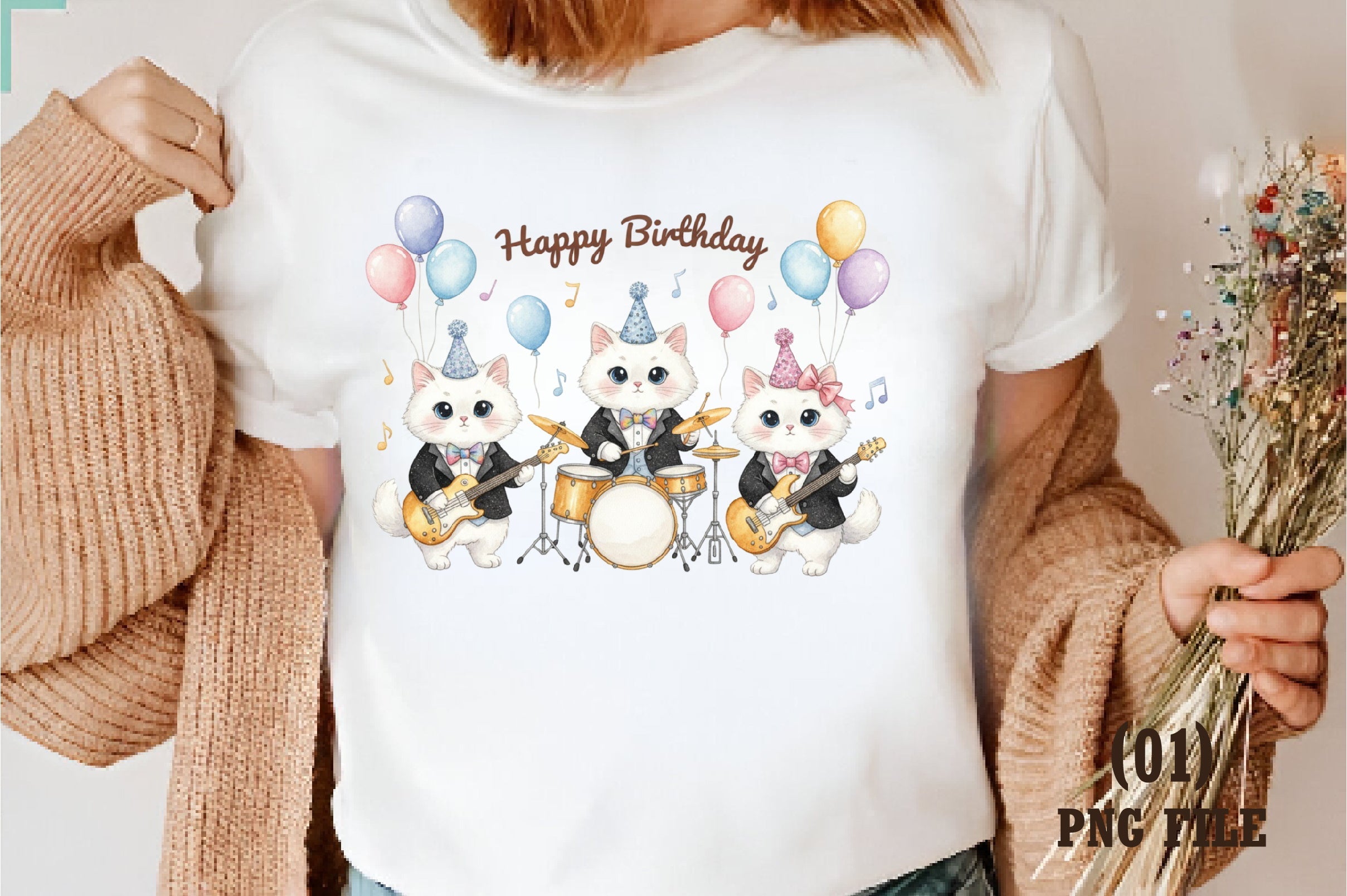 Birthday Cat Band Clipart Bundle