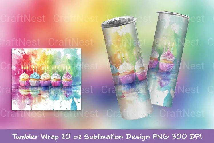 Birthday Cupcake Tumbler Wrap - CraftNest - Digital Crafting and Art