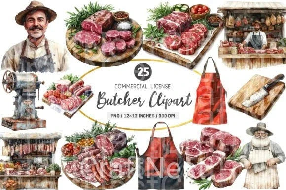 Butcher Clipart Bundle - CraftNest - Digital Crafting and Art