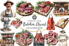 Butcher Clipart Bundle - CraftNest - Digital Crafting and Art